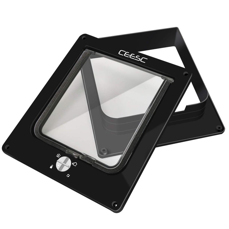 CEESC Extra Large Cat Door (Outer Size 11.6" x 9.8"), Rotary 4 Way Locking Cat Door for Interior Exterior Doors, Weatherproof Pet Door for Cat & Doggie with Circumference < 24.8",Upgraded Version - Image 4